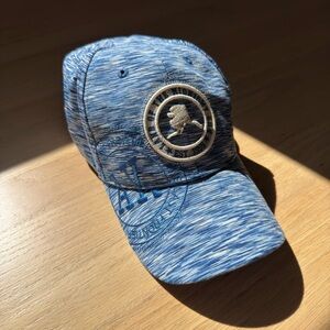 Heathered Blue Baseball Cap with Round Embroidered Patch Alaska